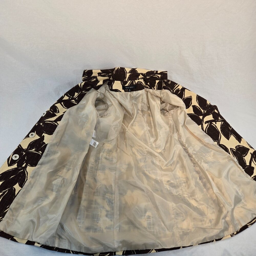 NINE WEST Coquette Girl Boho Ivory & Brown Floral Tweed Coat Jacket Size S NEW! - Picture 10 of 16